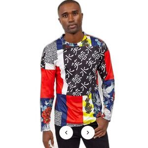 NWT Reason Men's Multi Swan Long Sleeve Tee Size L